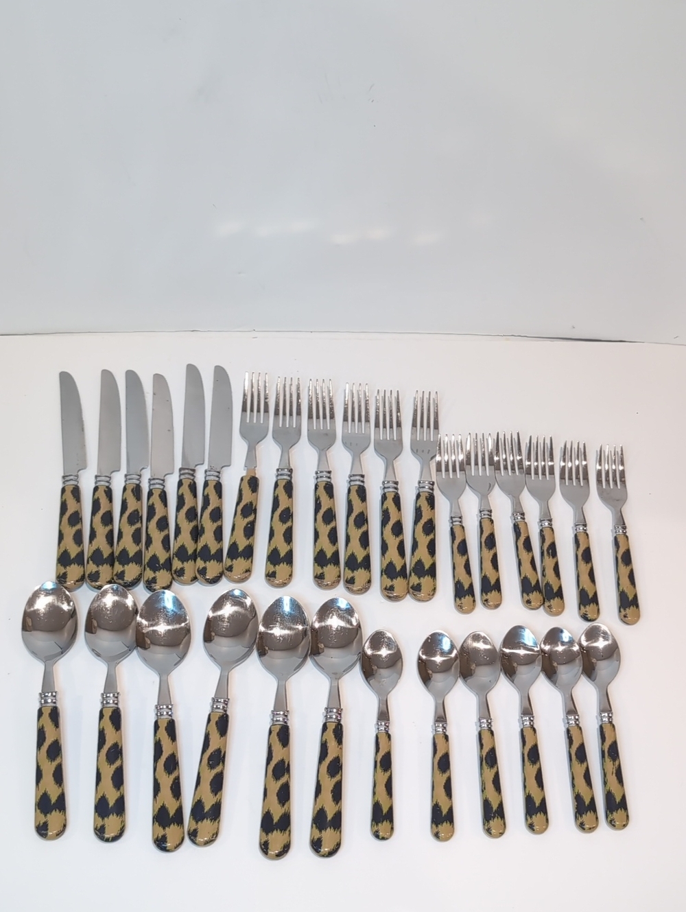 Murval Paris Leopard-Print 36-Piece Flatware Set Stainless Steel Animal Print